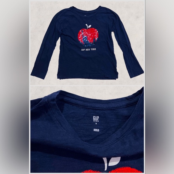 GAP Kids Girl's Set of Flippy Sequin Long Sleeve Shirts- Size Small - Picture 8 of 8